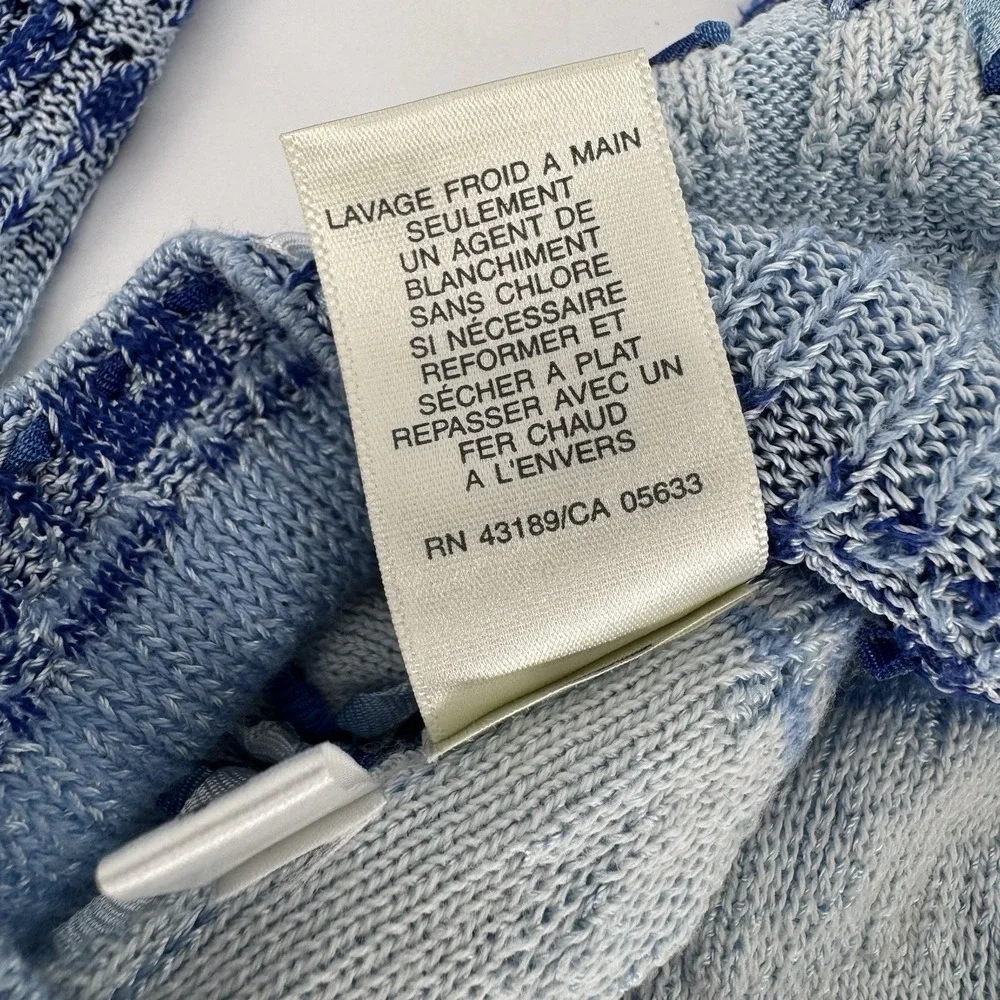 Susan Bristol Blue Gradient‎ Knit Cardigan Floral Embroidery Cottagecore Small